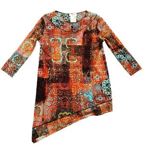 Fuzzi Jean Paul Gaultier Mesh Floral Abstract Red Long Sleeve Top 90s Medium